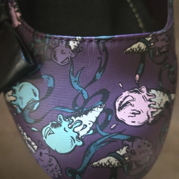 Tuk Icecream Retro EVIL Purple and Black Women's Heels with Bow Size 8 T.U.K. - Picture 5 of 5